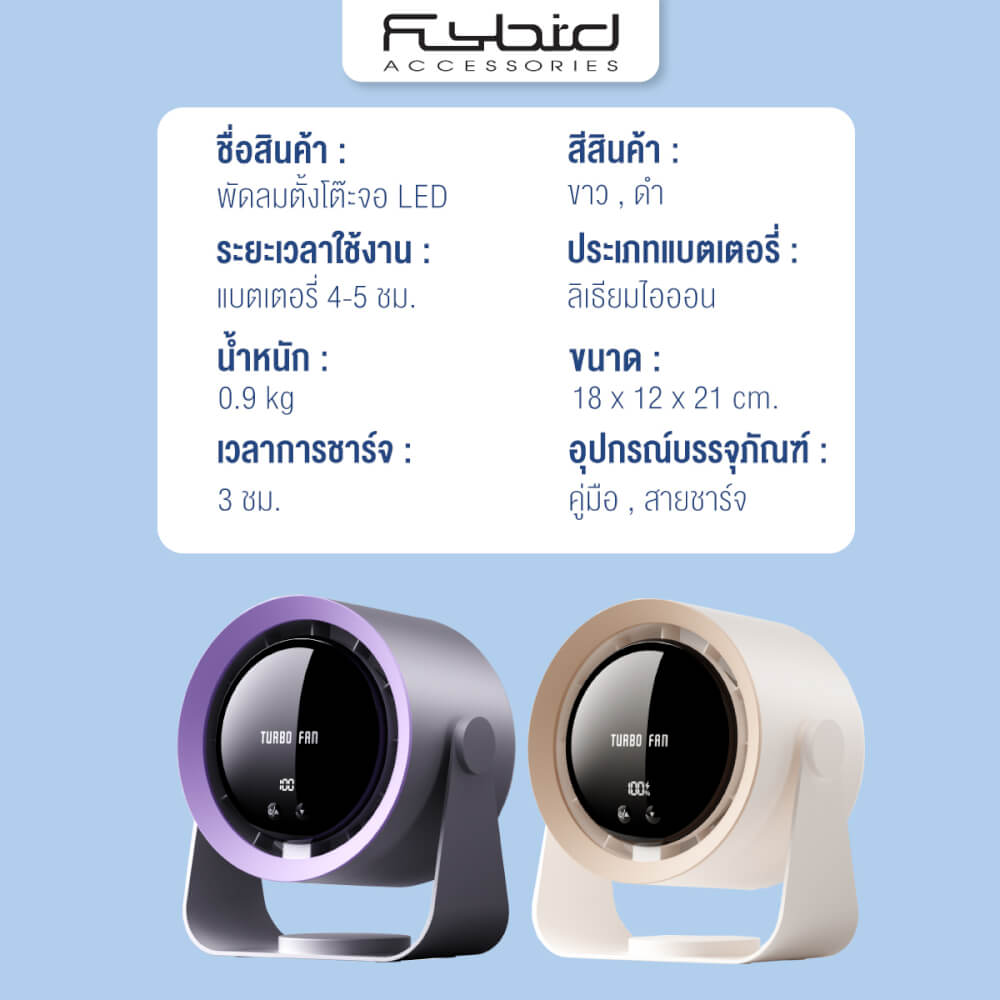 พัดลมมือถือ พัดลมพกพา Sonar FLYBIRD 3in1  แบตเตอรี่ 4000mAh ชาร์จไฟได้ รุ่น NS-22 สีขาว