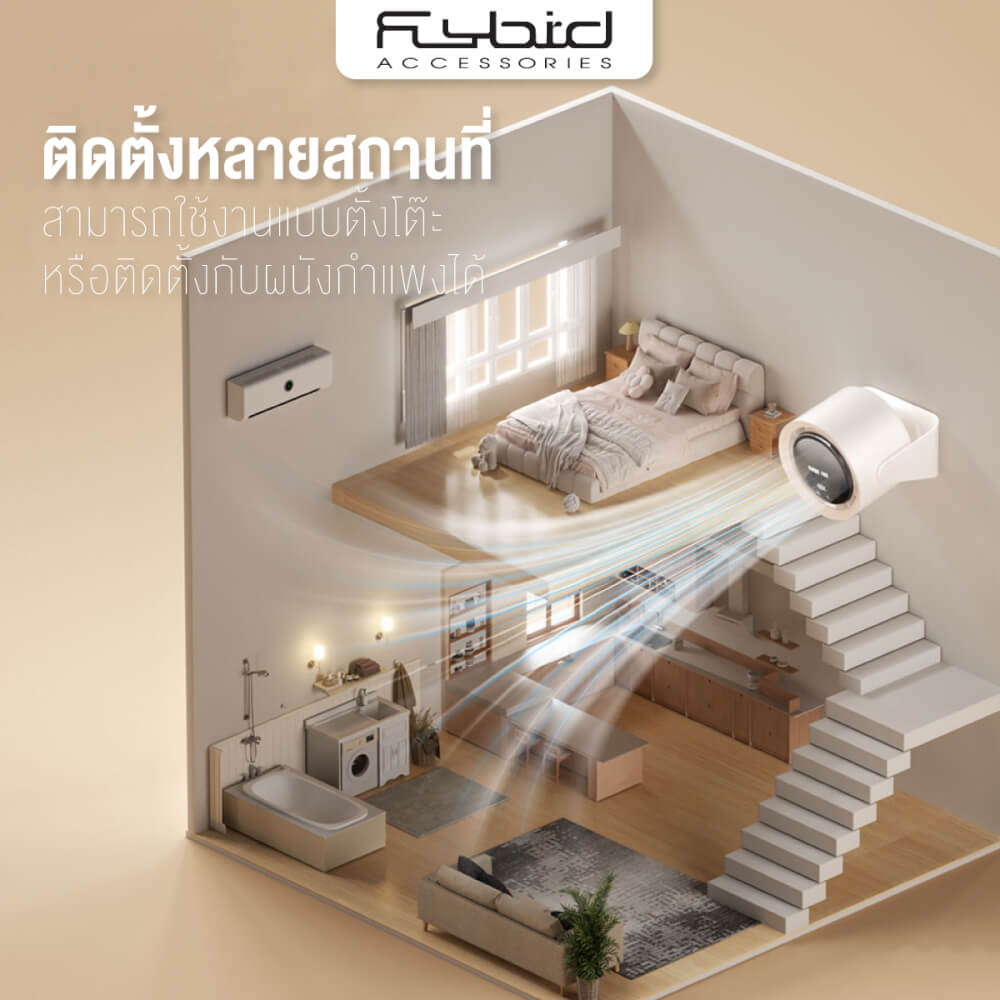 พัดลมพกพา Sonar FLYBIRD 3in1  แบตเตอรี่ 4000mAh ชาร์จไฟได้ รุ่น NS-22 สีชมพู