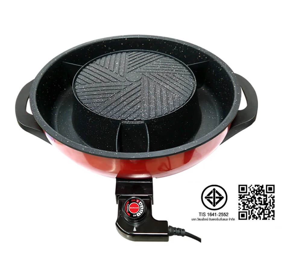 เตาปิ้งย่างไฟฟ้า SONAR รุ่น SF-M50 ขนาด 23 เซนติเมตร สีแดง 