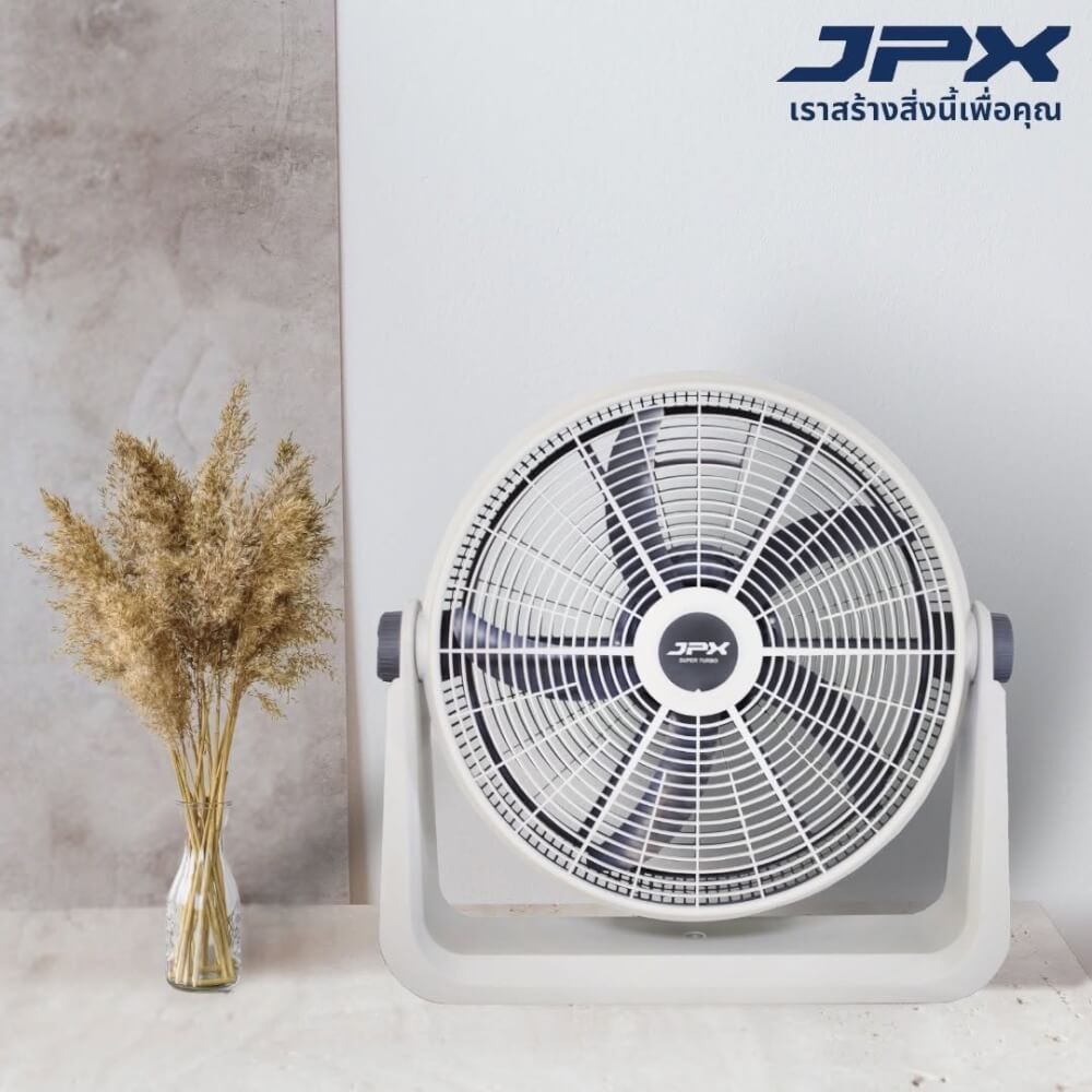 พัดลมอุตสาหกรรม แบบตั้งโต๊ะ JPX ขนาด 20 นิ้ว สีขาว-เทา