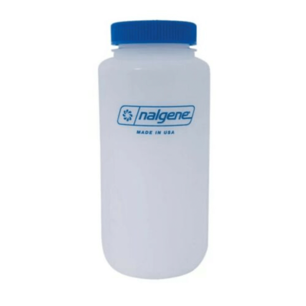 ขวดน้ำทรงกลมปากกว้าง NALGENE รุ่น IHDPE ขนาด 32 ออนซ์  พร้อมโลโก้ NALGENE ฝาสีฟ้า