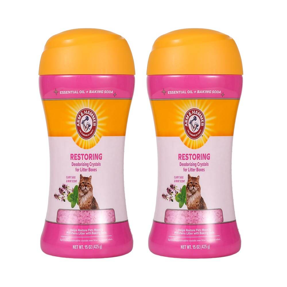 เม็ดคริสตัลดับกลิ่นทรายแมว ARM AND HAMMER สูตรลดความเครียด กลิ่นคลารี่เสจ มินต์ 425G. (2 ขวด)