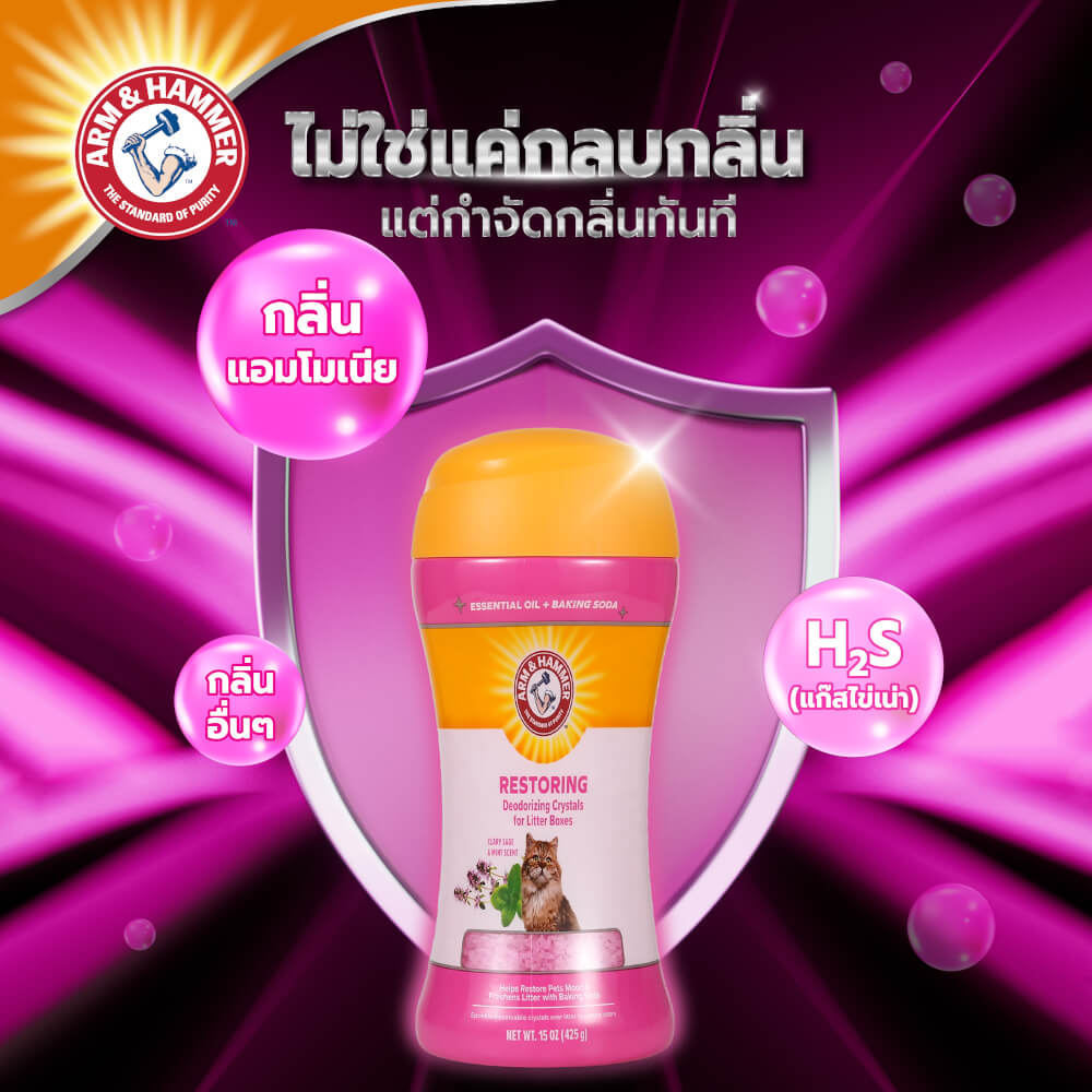 เม็ดดับกลิ่นทรายแมว Arm and Hammer สูตรลดความเครียด กลิ่นคลารี่เสจ มินต์ 425 กรัม