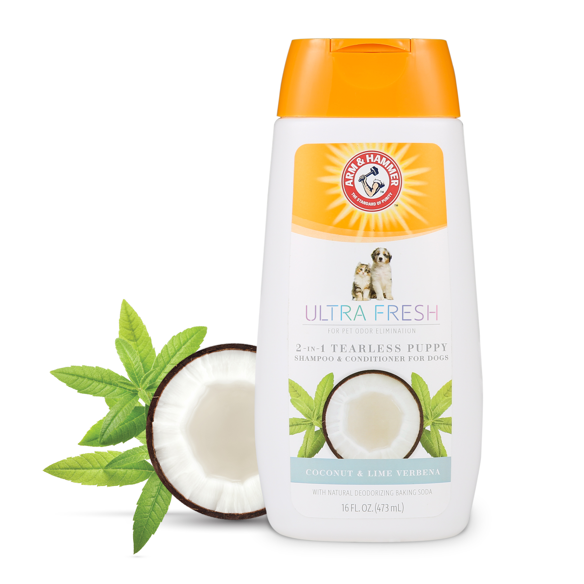 แชมพูลูกสุนัข ARM AND HAMMER ULTRA FRESH 2 IN 1 DETANGLING สูตรผสมครีมนวด กลิ่นมะพร้าว ไลม์ และดอกเวอร์บีนา 473 มล._0