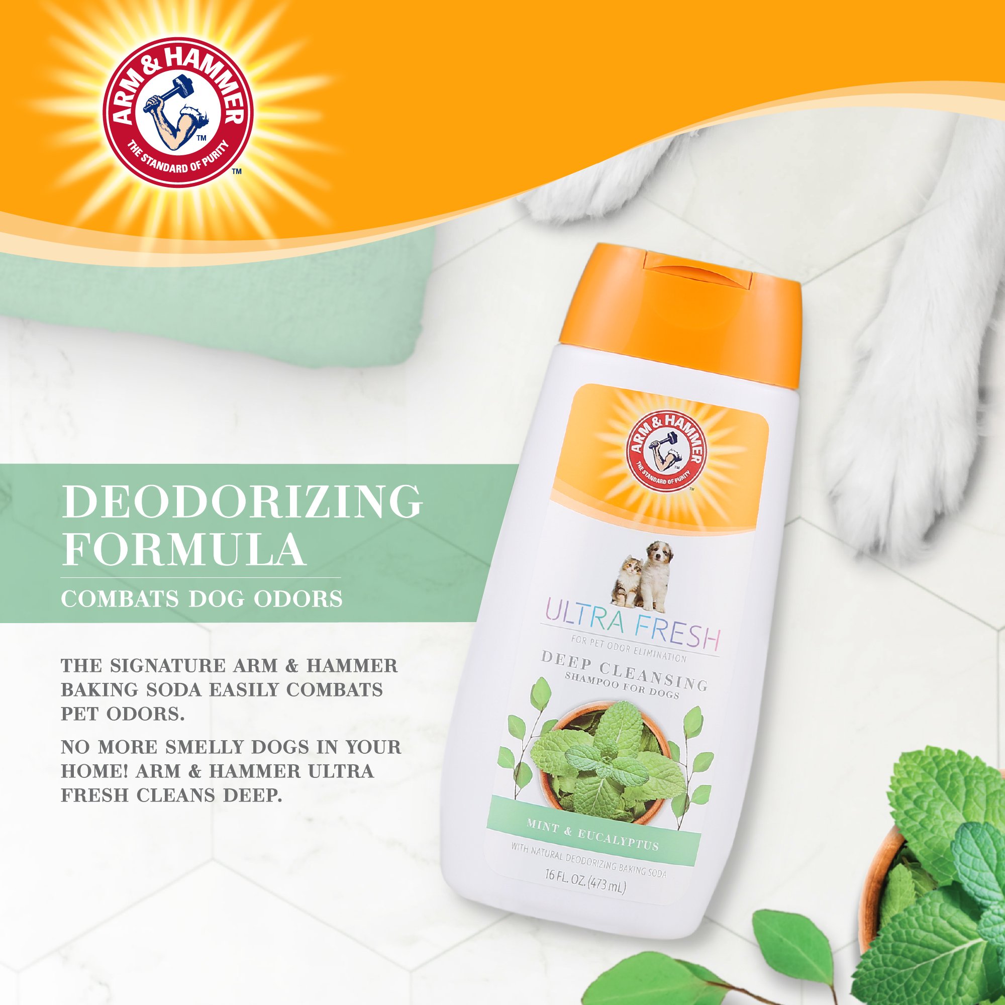แชมพูสุนัข ARM AND HAMMER ULTRA FRESH 2 IN 1 DETANGLING สูตรผสมครีมนวด กลิ่นชาโคล & โรสเเมรี่ 473 มล._3