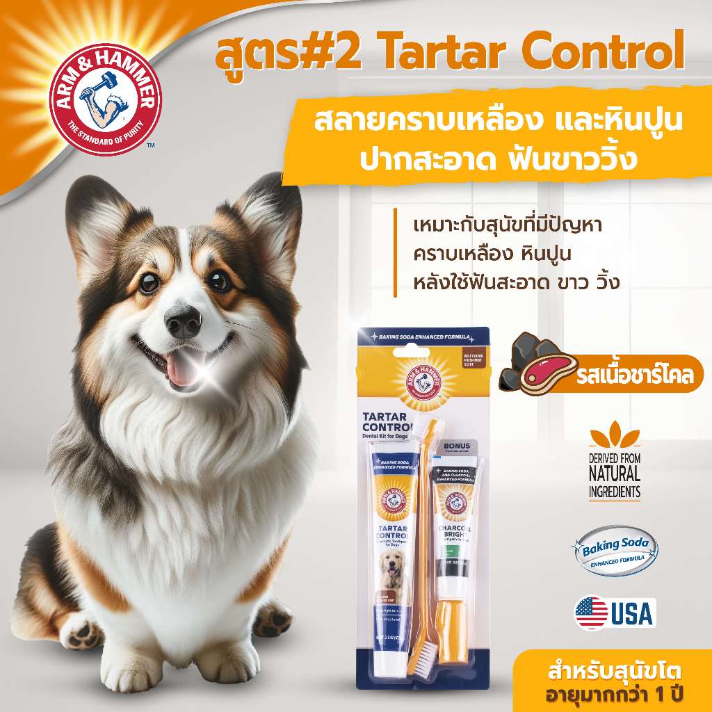 ชุดยาสีฟันสำหรับสุนัข ARM AND HAMMER TTC รสเนื้อ + รสชาร์โคล 67.5 G_4