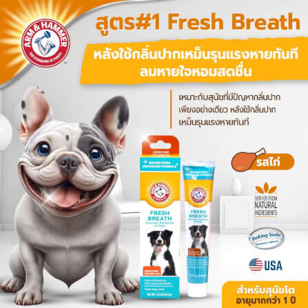 ยาสีฟันสำหรับสุนัข Arm and Hammer FB รสไก่มินต์ ขนาด 67.5 กรัม (ไม่มีแปรง)_8