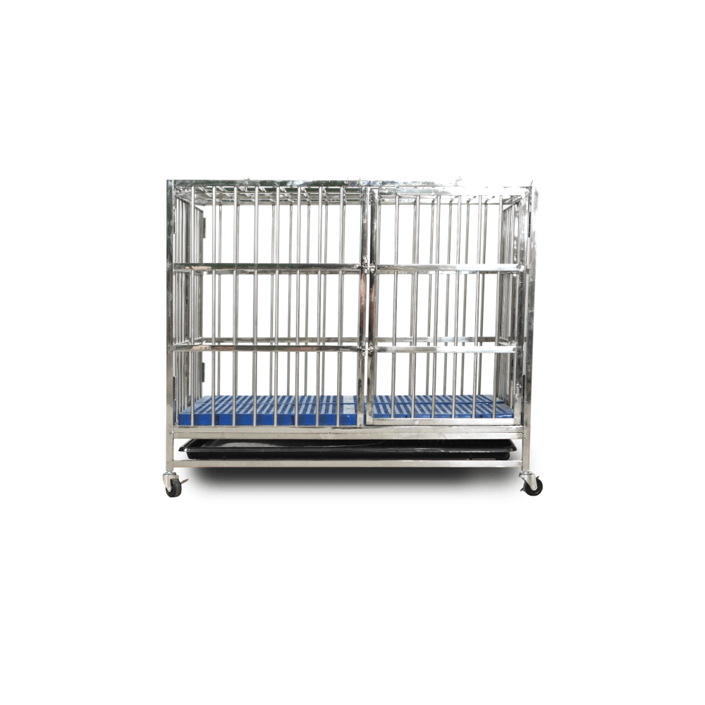 กรงสุนัขสแตนเลส 304 Pawradise รุ่นท่อกลม Size M ขนาด : 95 x 64 x 82 cm.