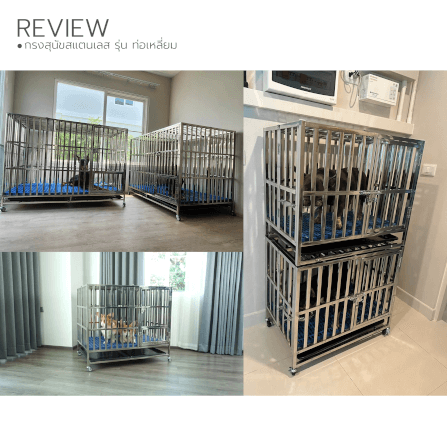 กรงสุนัขสแตนเลส 202 Pawradise รุ่นท่อเหลี่ยม(พับได้) Size XL Plus ขนาด : 125 x 94 x 106 cm._4