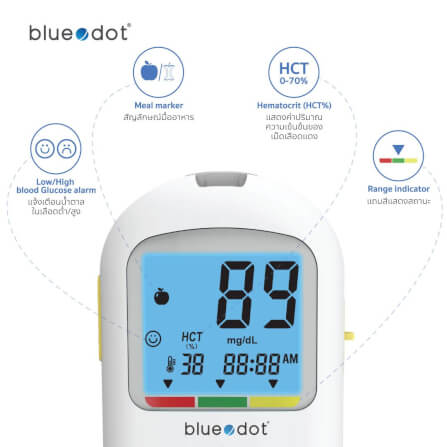 เครื่องวัดน้ำตาลในเลือด Bluedot Blood Glucose Monitor B-GM162_2