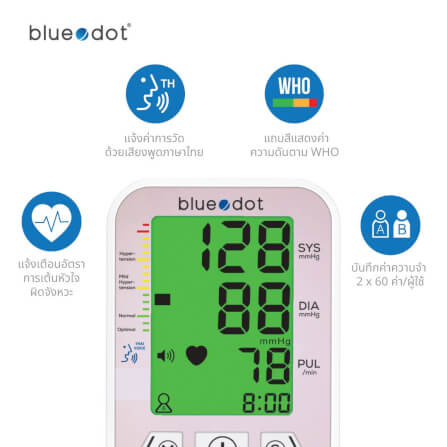 เครื่องวัดความดัน Bluedot รุ่น B-BM03 Pro light มีเสียง พูดไทยได้ หน้าจอเปลี่ยนได้สามสี_2