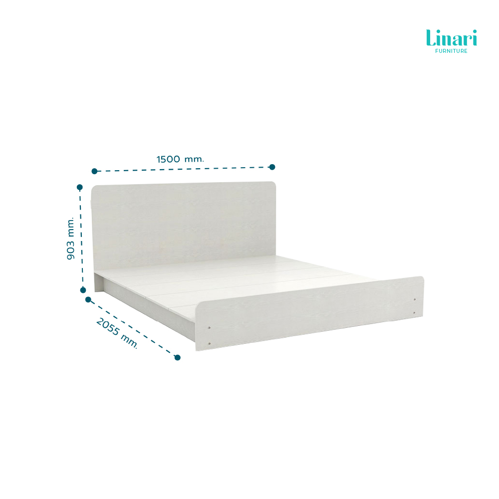 เตียงนอน เตียงไม้เคลือบเมลามีนสีขาว ขนาด 5 ฟุต LINALI รุ่น NE1A-B   white_3