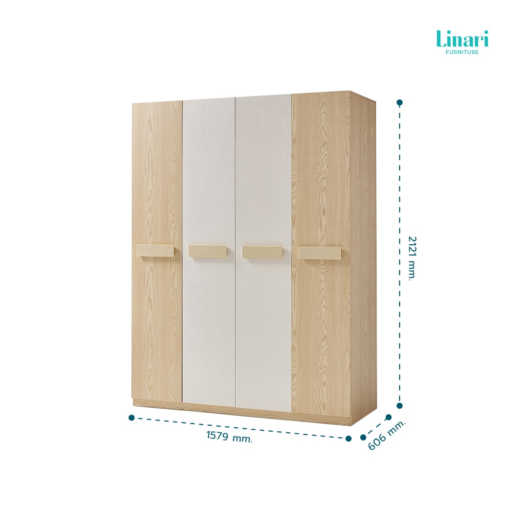 ตู้เสื้อผ้าทูโทนสไตล์นอร์ดิก LINALI รุ่น CP1D-F   Light wood_4