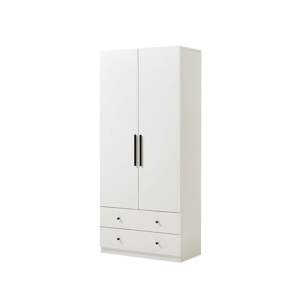ตู้เสื้อผ้าไม้ 2 บานประตู สไตล์มินิมอล LINARI รุ่น MI1G-A WHITE