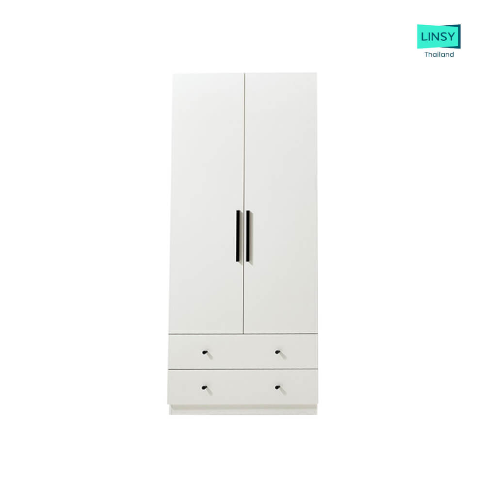 ตู้เสื้อผ้าไม้ 2 บานประตู สไตล์มินิมอล LINARI รุ่น MI1G-A WHITE