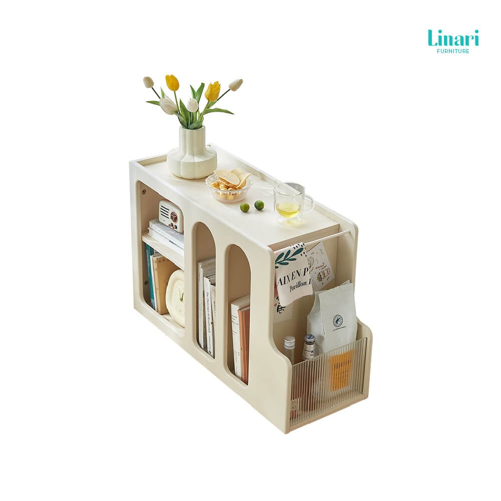 ตู้โชว์ข้างโซฟา ชั้นวางของอเนกประสงค์มาพร้อมล้อเลื่อน LINARI รุ่น NU2J-A