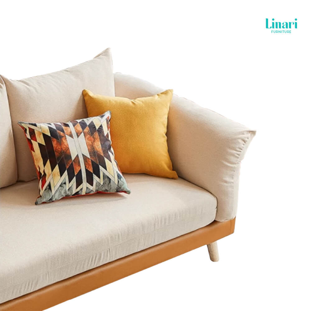 โซฟา ผ้าฝ้ายและผ้าลินิน ขาไม้ยางพารา LINALI รุ่น S023 