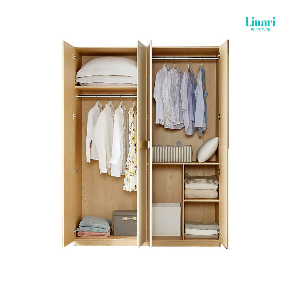 ตู้เสื้อผ้าทูโทนสไตล์นอร์ดิก LINALI รุ่น CP1D-F   Light wood