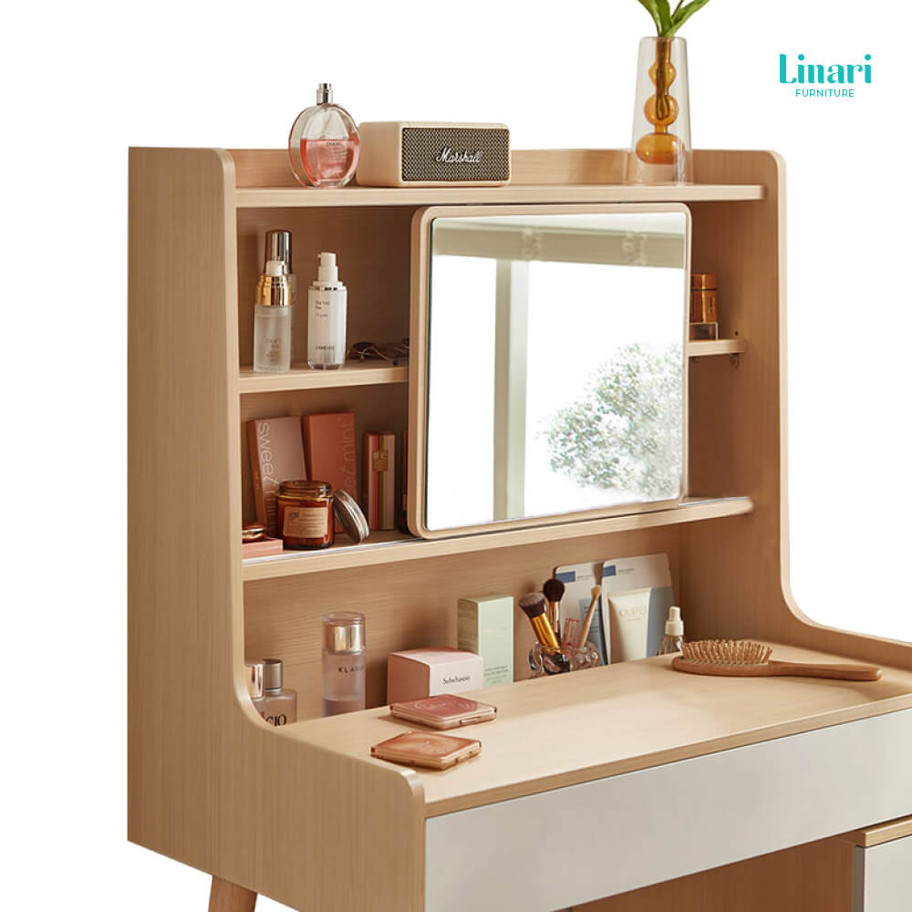 ชุดโต๊ะเครื่องแป้ง LINALI รุ่น OV2C-C1 Log wood
