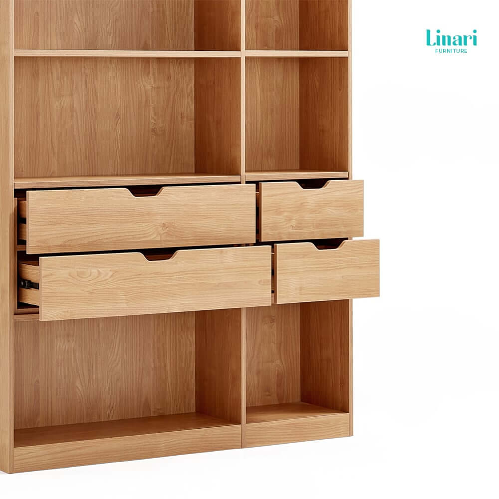 ตู้หนังสือ Linari รุ่น NG9X-A ขนาด 2 ม. สีไม้อ่อน_2