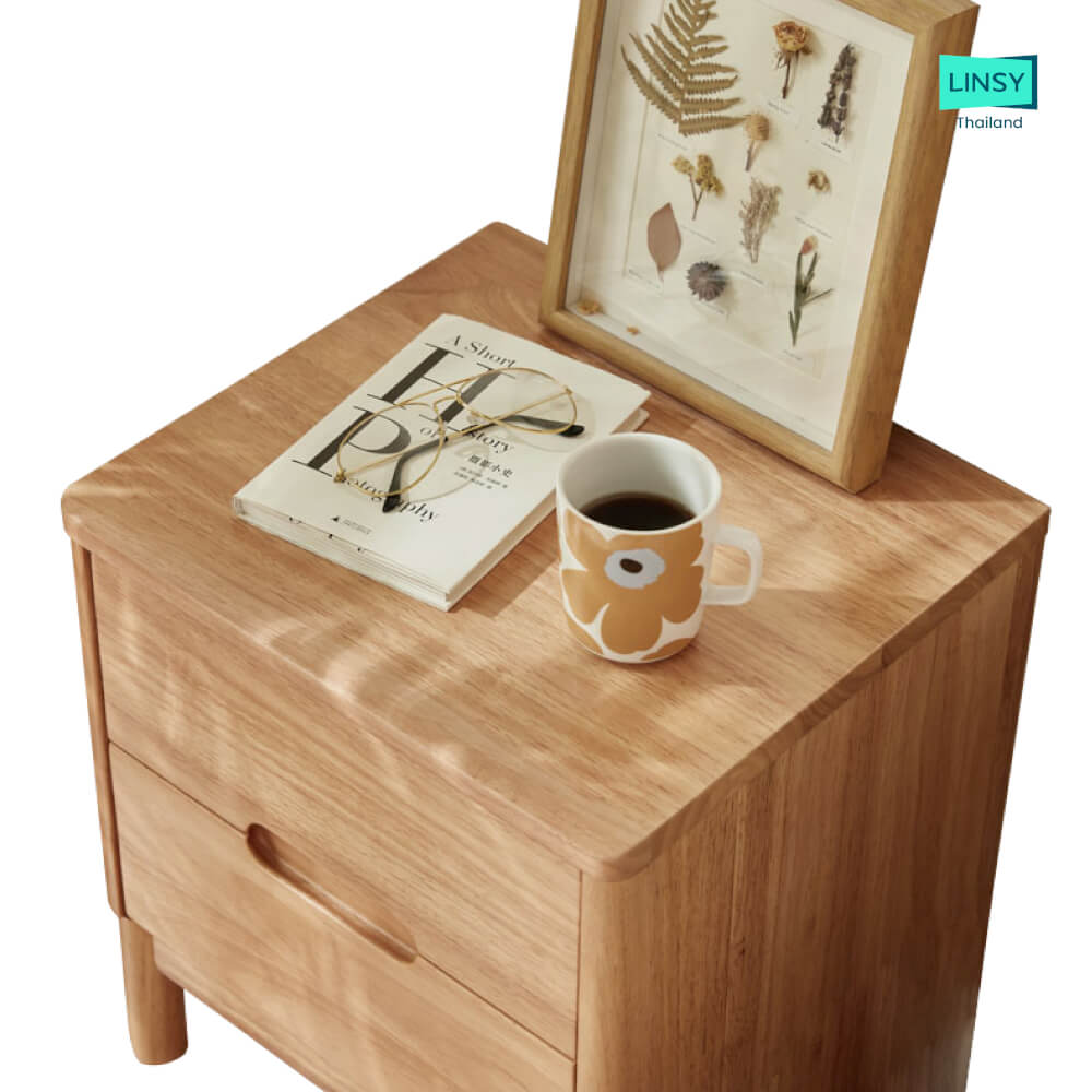 โต๊ะข้างเตียง ไม้ยางพารา LINALI รุ่น PK2B-A Light wood