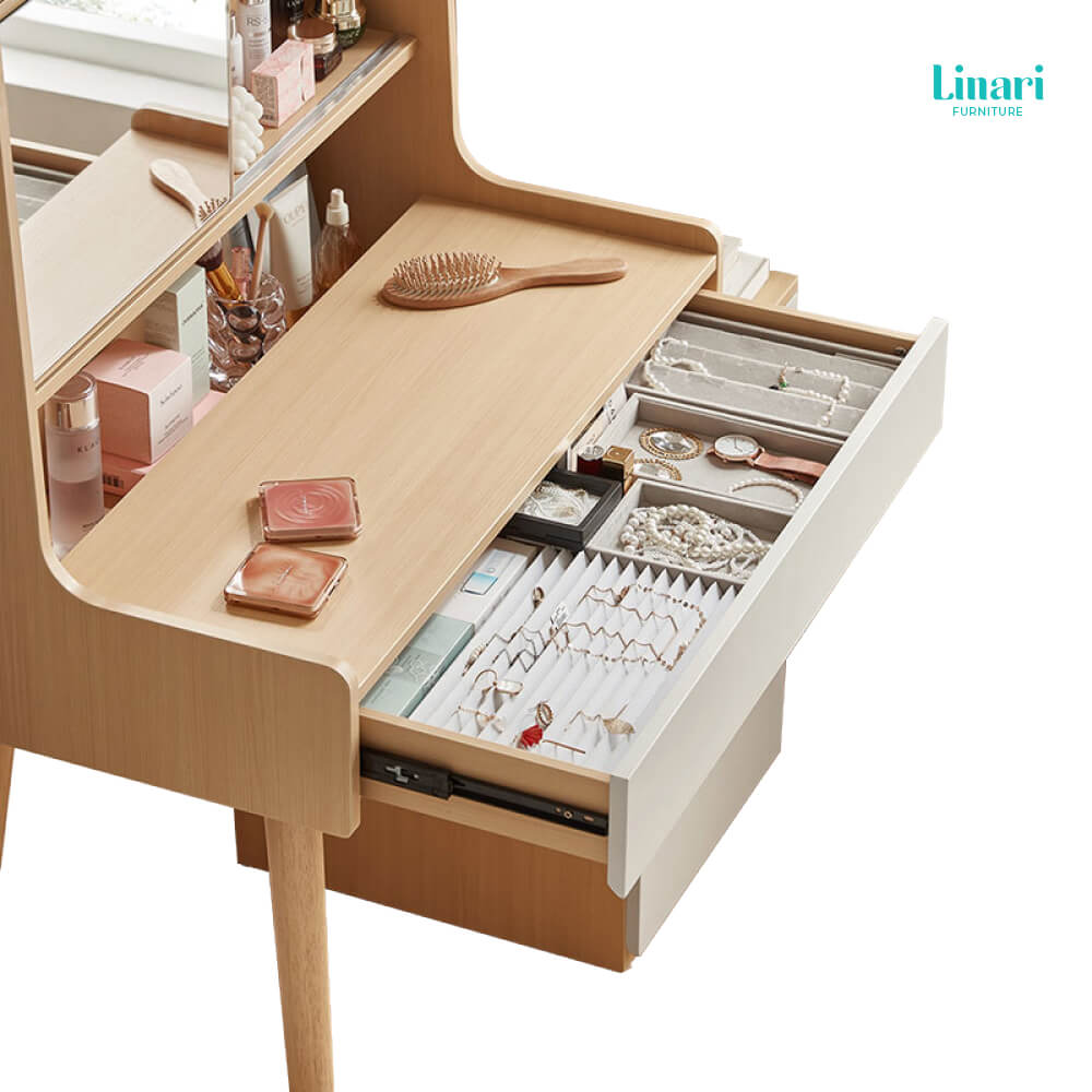 ชุดโต๊ะเครื่องแป้ง LINALI รุ่น OV2C-C1 Log wood