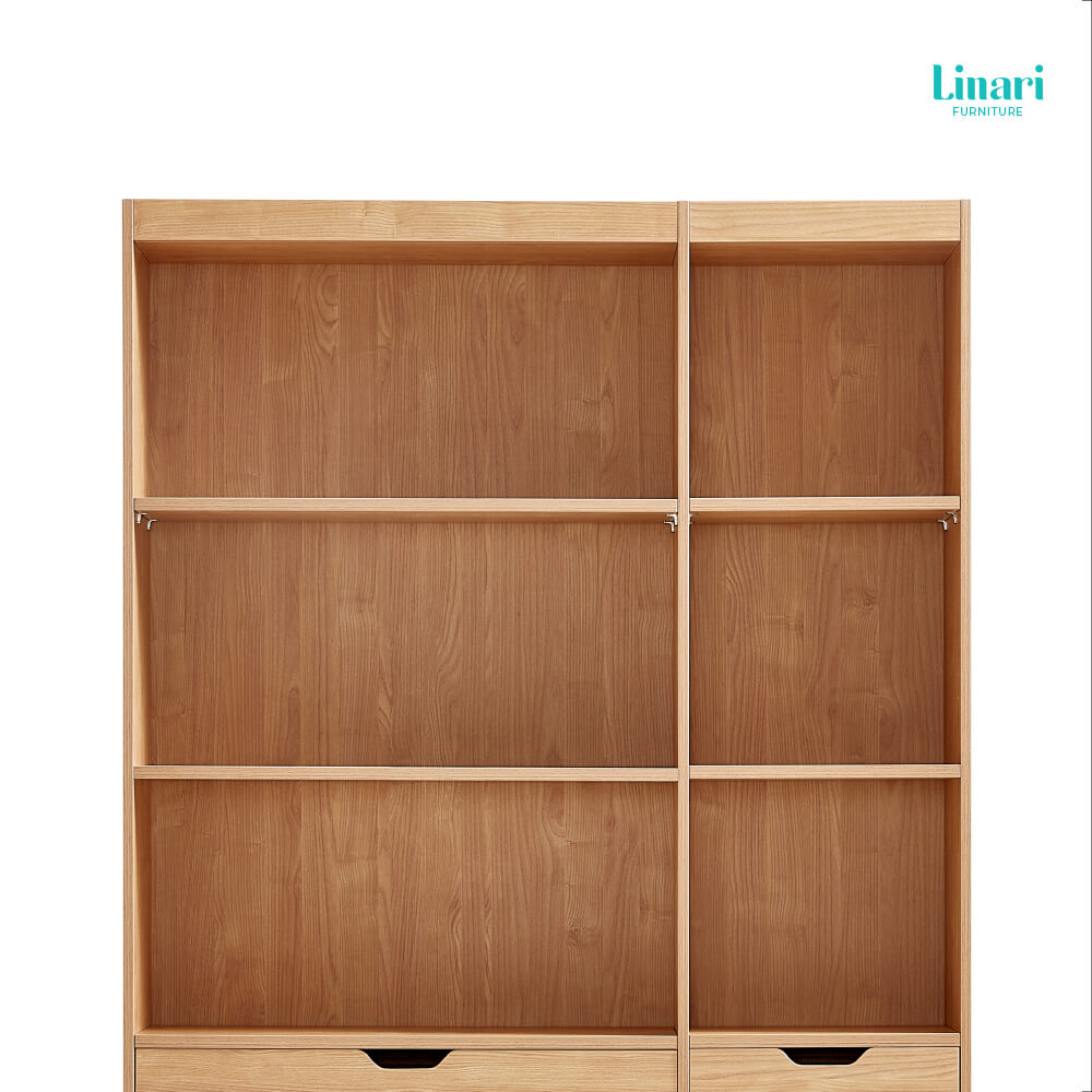 ตู้หนังสือ Linari รุ่น NG9X-A ขนาด 2 ม. สีไม้อ่อน_3
