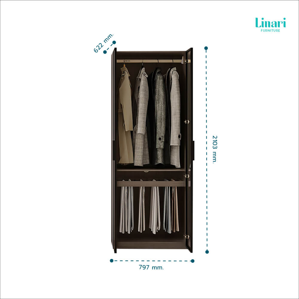 ตู้เสื้อผ้า Linari รุ่น UK2D-A ขนาด 2.1 m. สีดำ