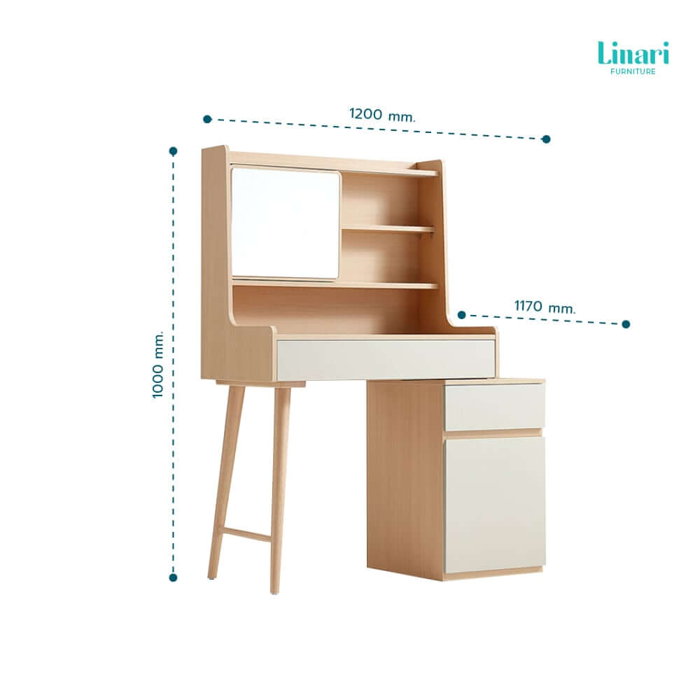 ชุดโต๊ะเครื่องแป้ง LINALI รุ่น OV2C-C1 Log wood