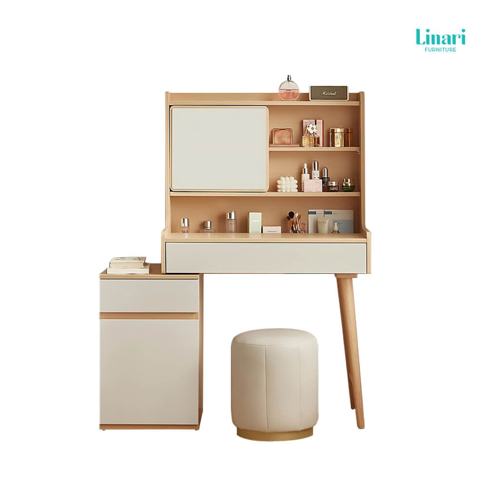 ชุดโต๊ะเครื่องแป้ง LINALI รุ่น OV2C-C1 Log wood