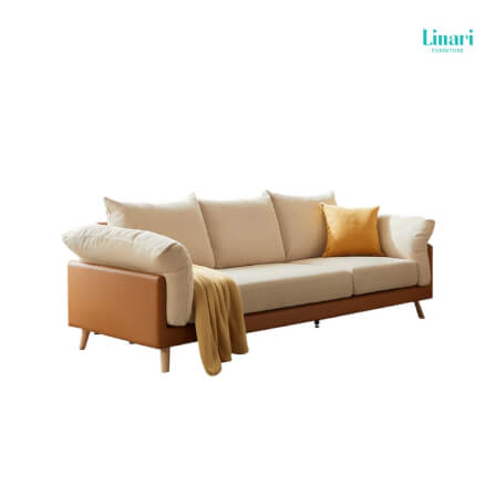 โซฟา ผ้าฝ้ายและผ้าลินิน ขาไม้ยางพารา LINALI รุ่น S023 _1