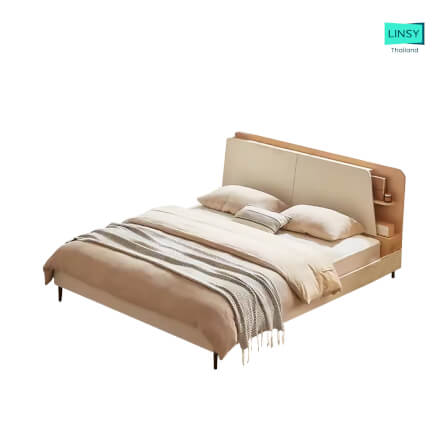 เตียงนอน เตียงไม้ปาร์ติเคิล เคลือบเมลามีน LINALI  รุ่น OV2A-A light wood_2