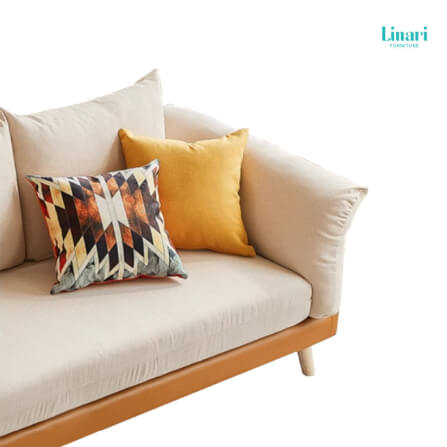 โซฟา ผ้าฝ้ายและผ้าลินิน ขาไม้ยางพารา LINALI รุ่น S023 _2