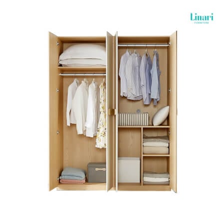 ตู้เสื้อผ้าทูโทนสไตล์นอร์ดิก LINALI รุ่น CP1D-F   Light wood_2