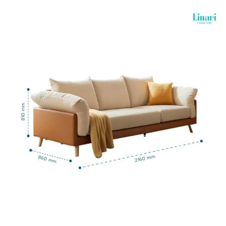 โซฟา ผ้าฝ้ายและผ้าลินิน ขาไม้ยางพารา LINALI รุ่น S023 _4