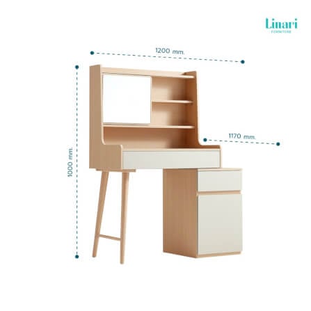 ชุดโต๊ะเครื่องแป้ง LINALI รุ่น OV2C-C1 Log wood_4