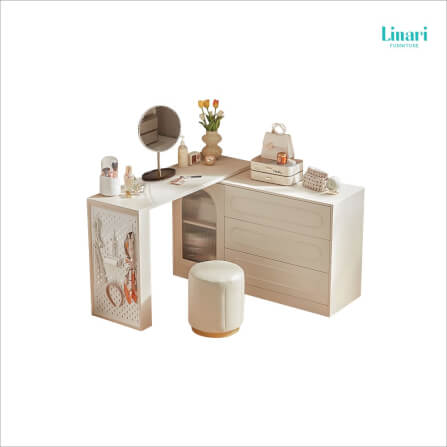 โต๊ะเครื่องแป้ง Linari รุ่น NU1C-A ขนาด 2.2 ม สีขาว_4
