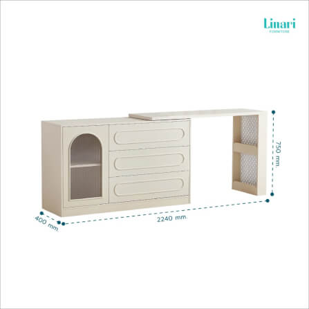 โต๊ะเครื่องแป้ง Linari รุ่น NU1C-A ขนาด 2.2 ม สีขาว_5