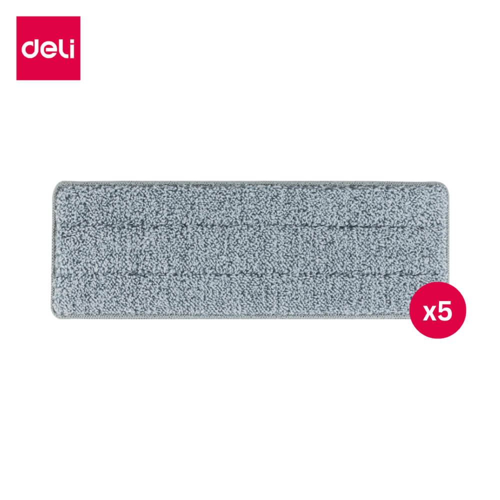 อะไหล่ผ้าม็อบไมโครไฟเบอร์ DELI VS1017-GR-05 ขนาด 32 X 11 ซม. สีเทา (5 ชิ้น)