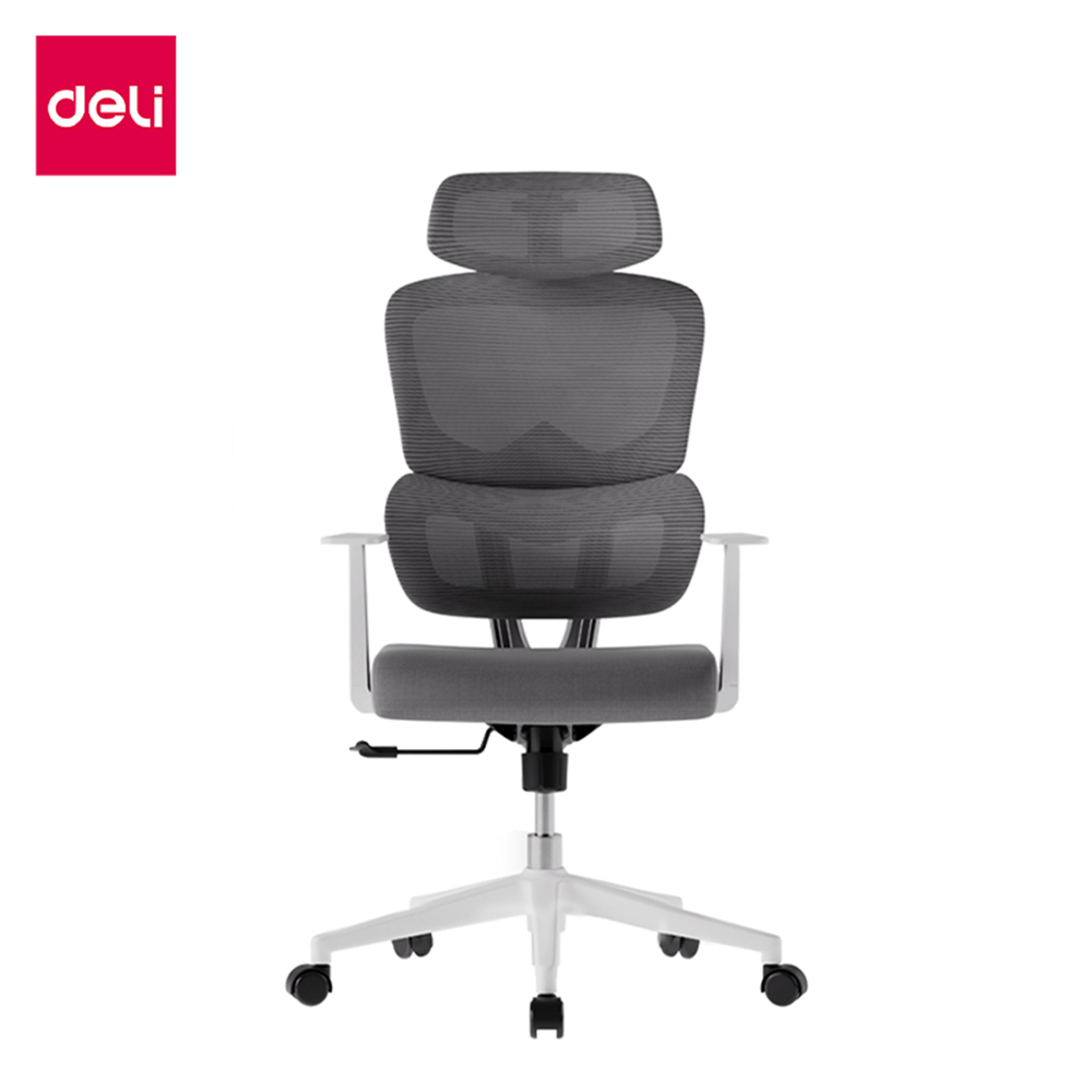 เก้าอี้สำนักงาน DELI E4979-WH-01 ปรับระดับและปรับเอนได้ สีเทา