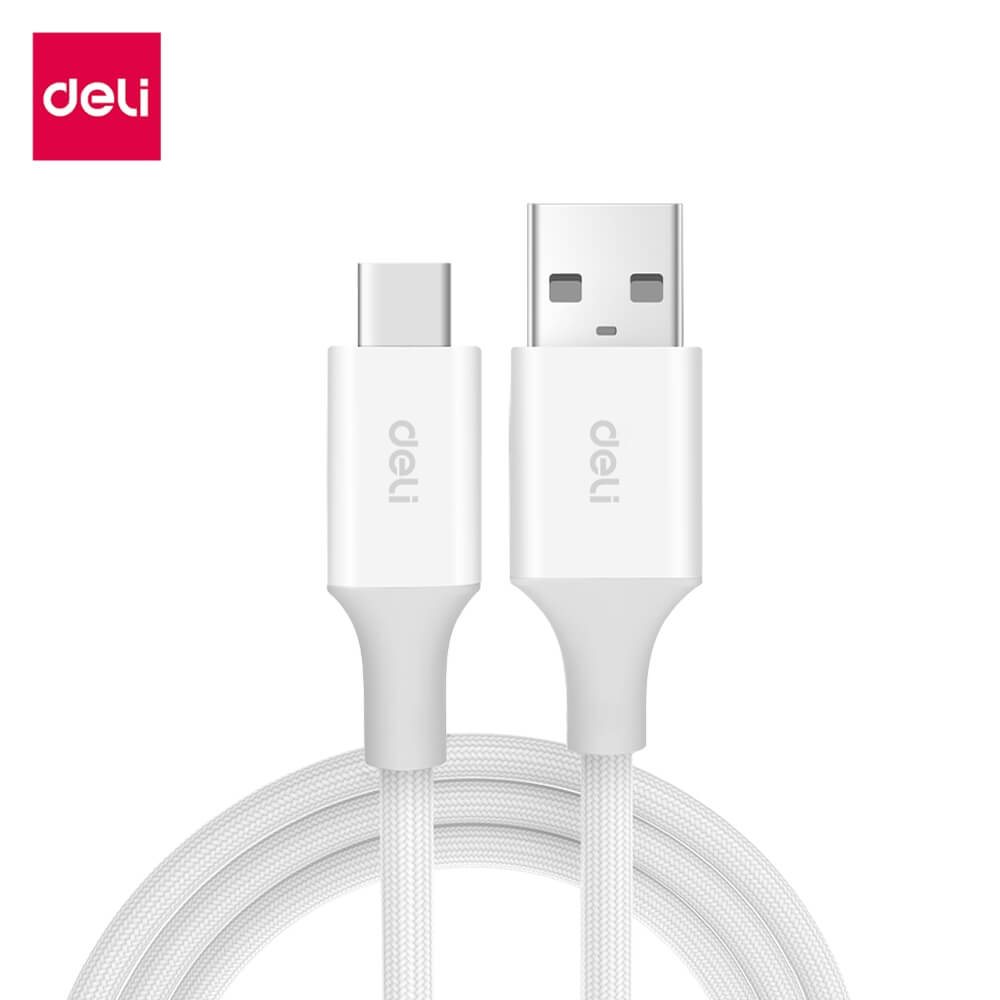 สายชาร์จ DELI ET852(01)-WH-01 A-C 100W 1เมตร สีขาว