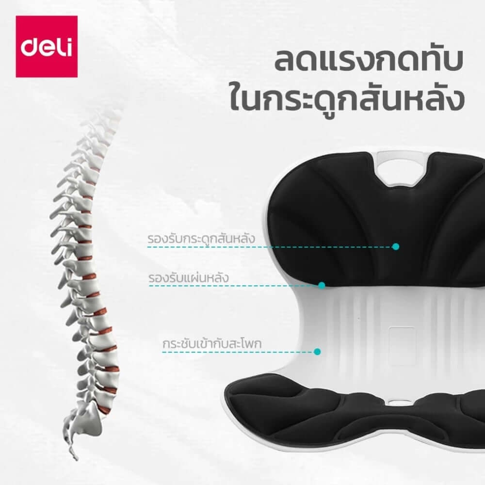 เบาะรองนั่งเพื่อสุขภาพ DELI VS1332-GR-01 13 นิ้ว สีเทา