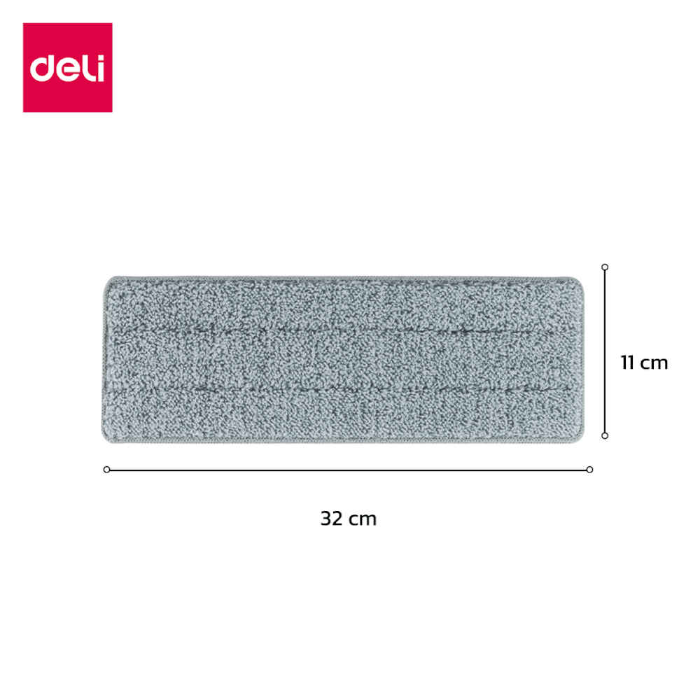 อะไหล่ผ้าม็อบไมโครไฟเบอร์ DELI VS1017-GR-05 ขนาด 32 X 11 ซม. สีเทา (5 ชิ้น)
