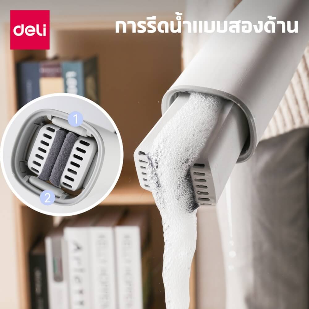 อะไหล่ม็อบฟองน้ำ DELI VS1056-GR-05 สีเทา (แพ็ก 5 ชิ้น)