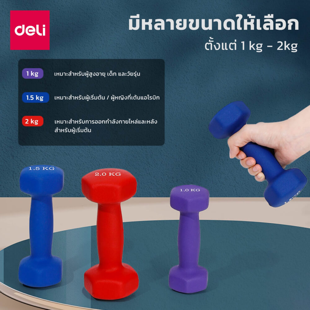 ดัมเบล DELI ER082-BL-01 1.5KG สีน้ำเงิน
