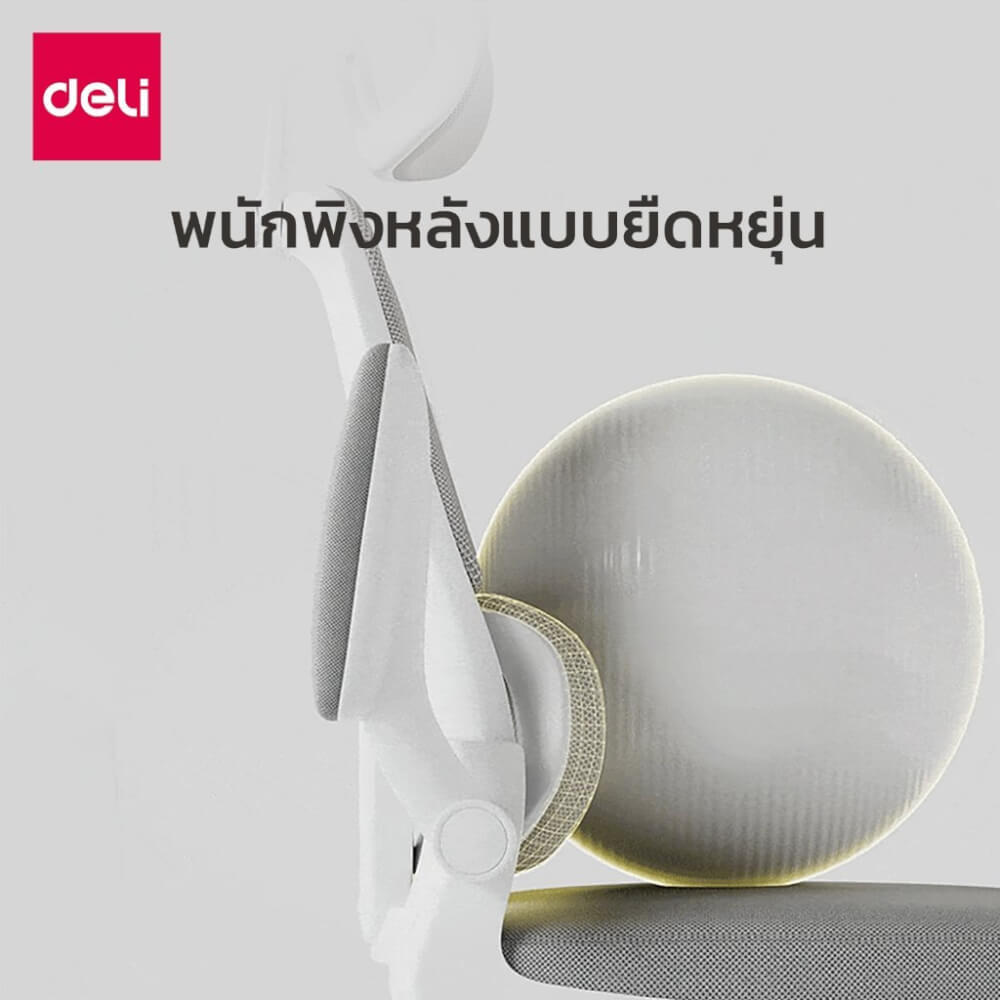 เก้าอี้สำนักงานเพื่อสุขภาพ DELI KF250-WH-01 สีเทา