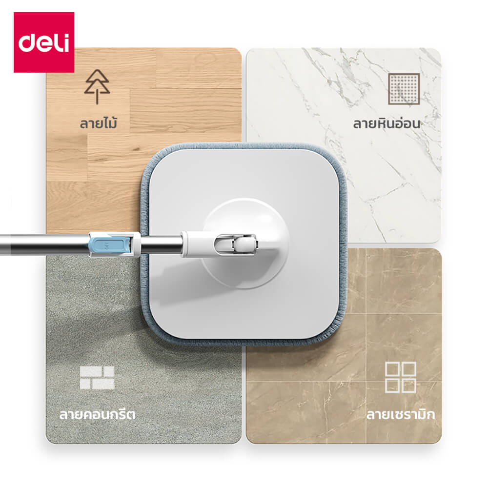 ชุดถังปั่นพร้อมไม้ม็อบ DELI VS1015-GR-01 สีเทา_5