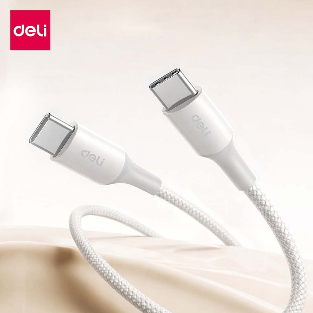 สายชาร์จ DELI ET850(02)-WH-01 C-C 100W 2เมตร สีขาว