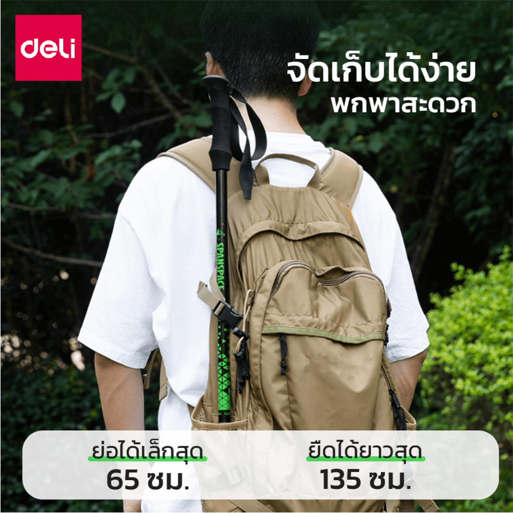 ไม้เท้าเดินป่า DELI VS4062-SL-01 สีเงิน