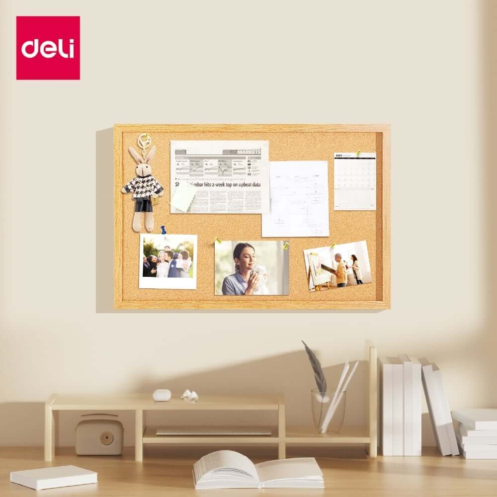 กระดานไม้ก๊อก DELI EV352-3-YL-01 ขนาด 60&times;90 ซม.